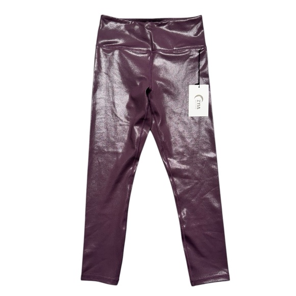ZYIA Active Plum Metallic Plus Light n Tight Hi Rise 7/8 24" Leggings Size 6-8 - Picture 1 of 9